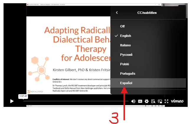 Select language for subtitle (Step 3)